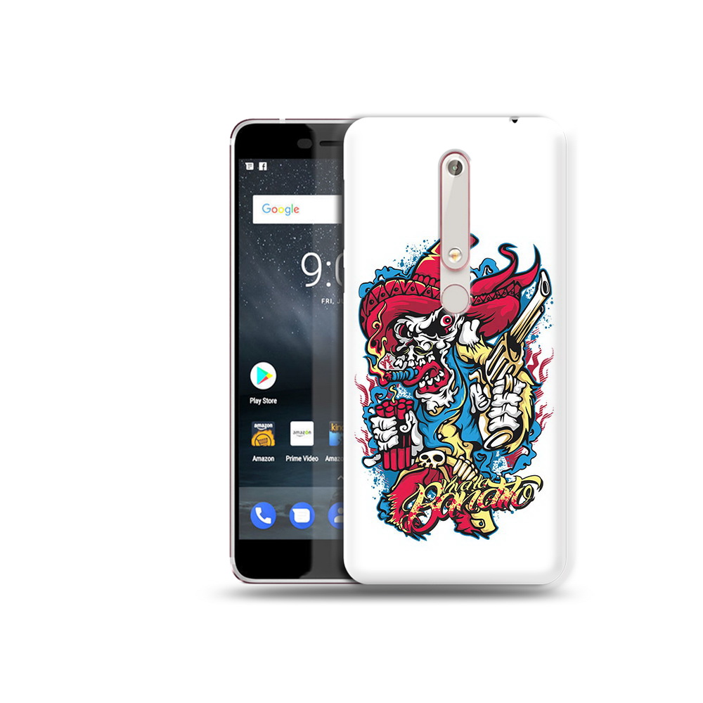 

Чехол MyPads Tocco для Nokia 6 нарисованный скелет с писталетом, Прозрачный, Tocco