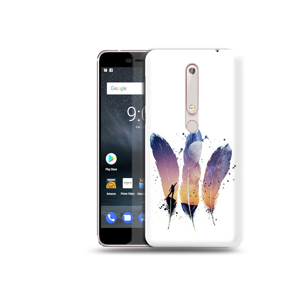 

Чехол MyPads Tocco для Nokia 6 небесные перья, Прозрачный, Tocco