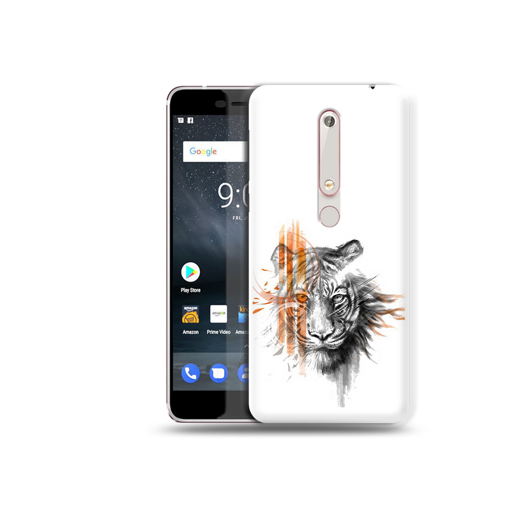 

Чехол MyPads Tocco для Nokia 6 огненный тигр, Прозрачный, Tocco