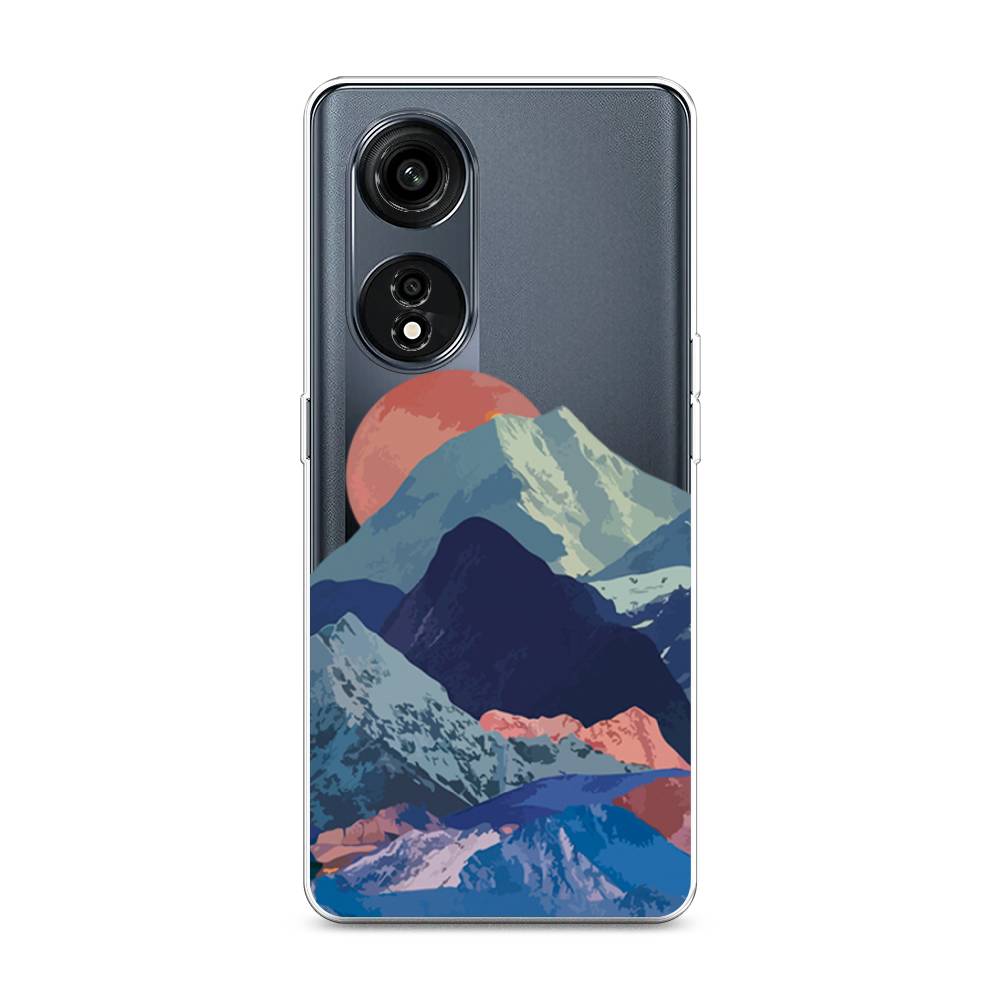 

Чехол на Oppo A1 Pro "Закат в снежных горах", Красный;серый;голубой, 2512250-2