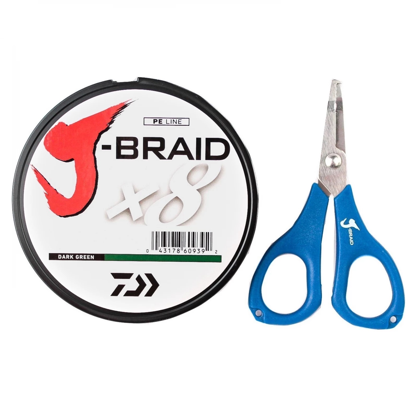 фото Плетеный шнур daiwa j-braid x8, 0.20 мм, 13.0 кг, 150 м, зеленый + ножницы