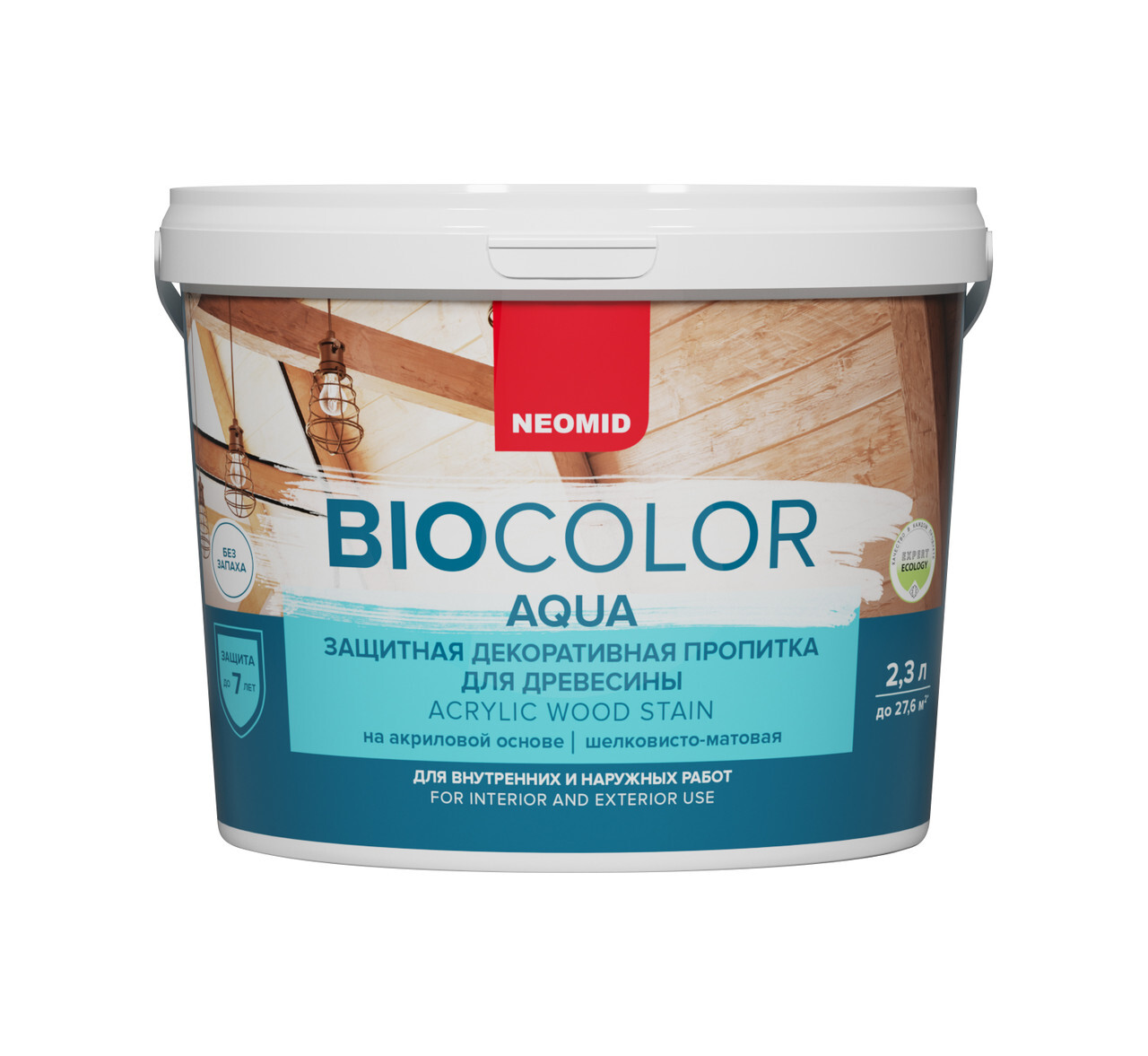 фото Защитная декоративная пропитка для древесины bio color aqua 2020 венге (2.3л) neomid