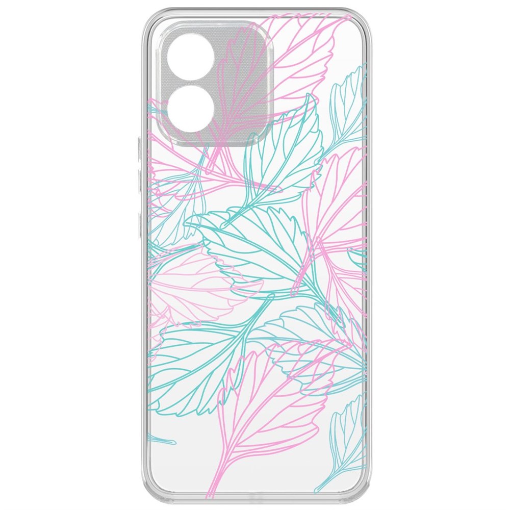 

Чехол-накладка Krutoff Clear Case Листья паттерн для Honor X5, Прозрачный