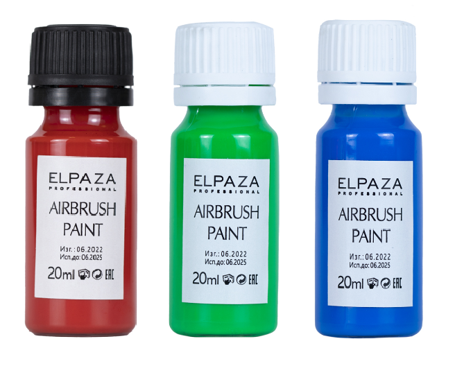 Краска для аэрографа Elpaza Airbrush Paint: красная, зеленая, синяя RGB краска для аэрографа elpaza airbrush paint розовый