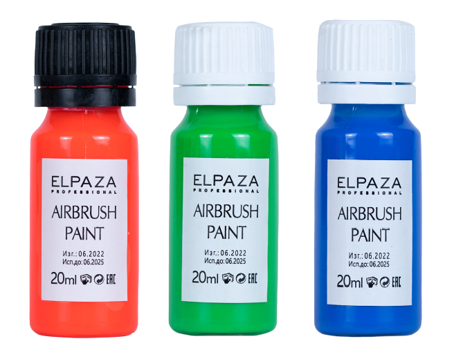 фото Краска для аэрографа elpaza airbrush paint: красная, зеленая, синяя rgb