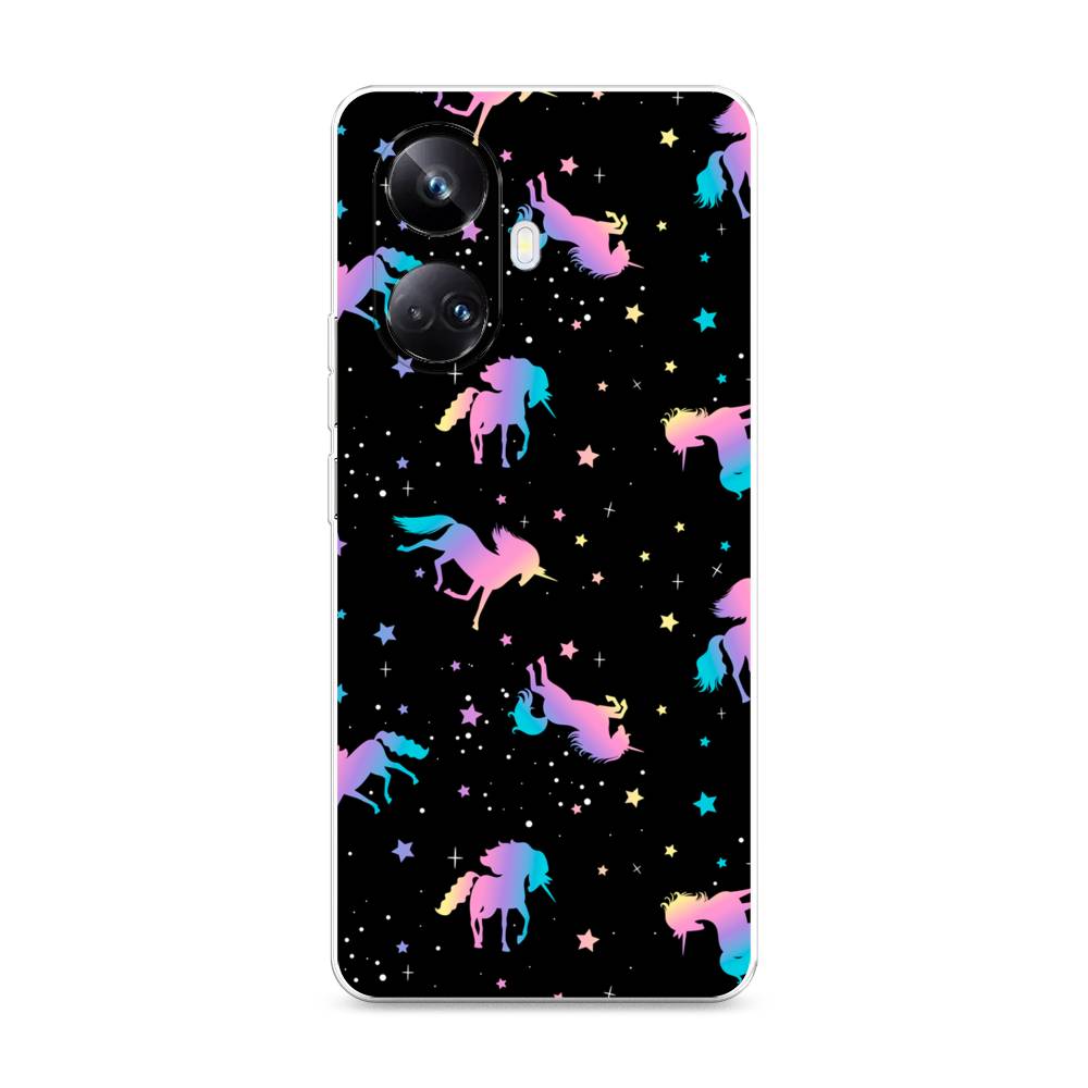 

Чехол на Realme 10 Pro+ "Единороги градиент", Черный;розовый;голубой, 2512350-1