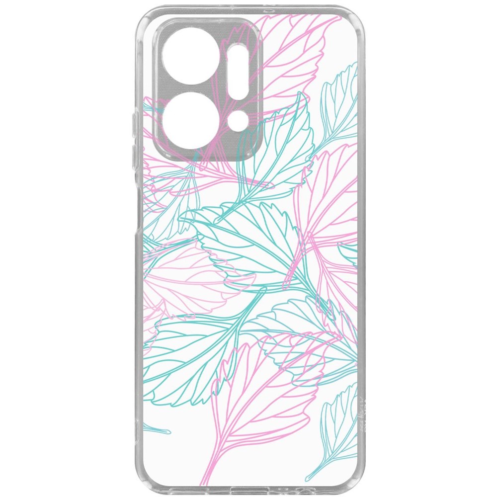 

Чехол-накладка Krutoff Clear Case Листья паттерн для Honor X7a, Прозрачный