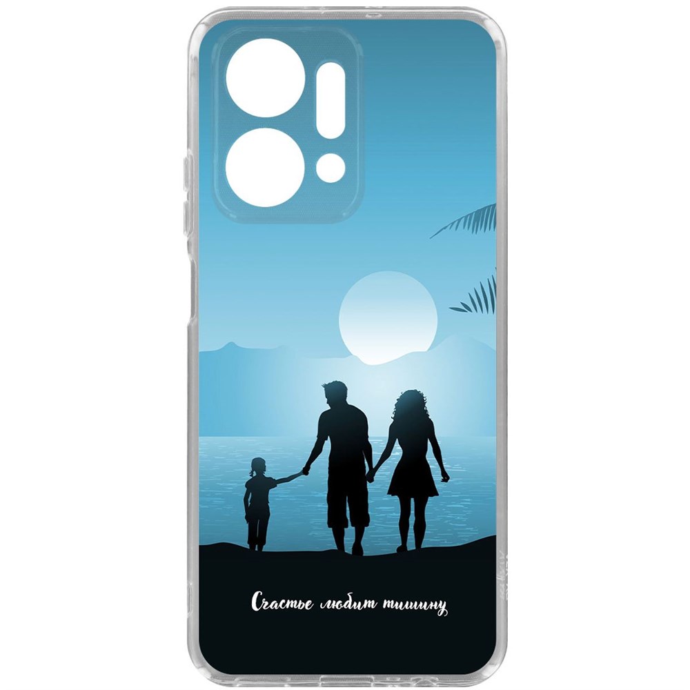 

Чехол-накладка Krutoff Clear Case Счастье любит тишину для Honor X7a, Прозрачный
