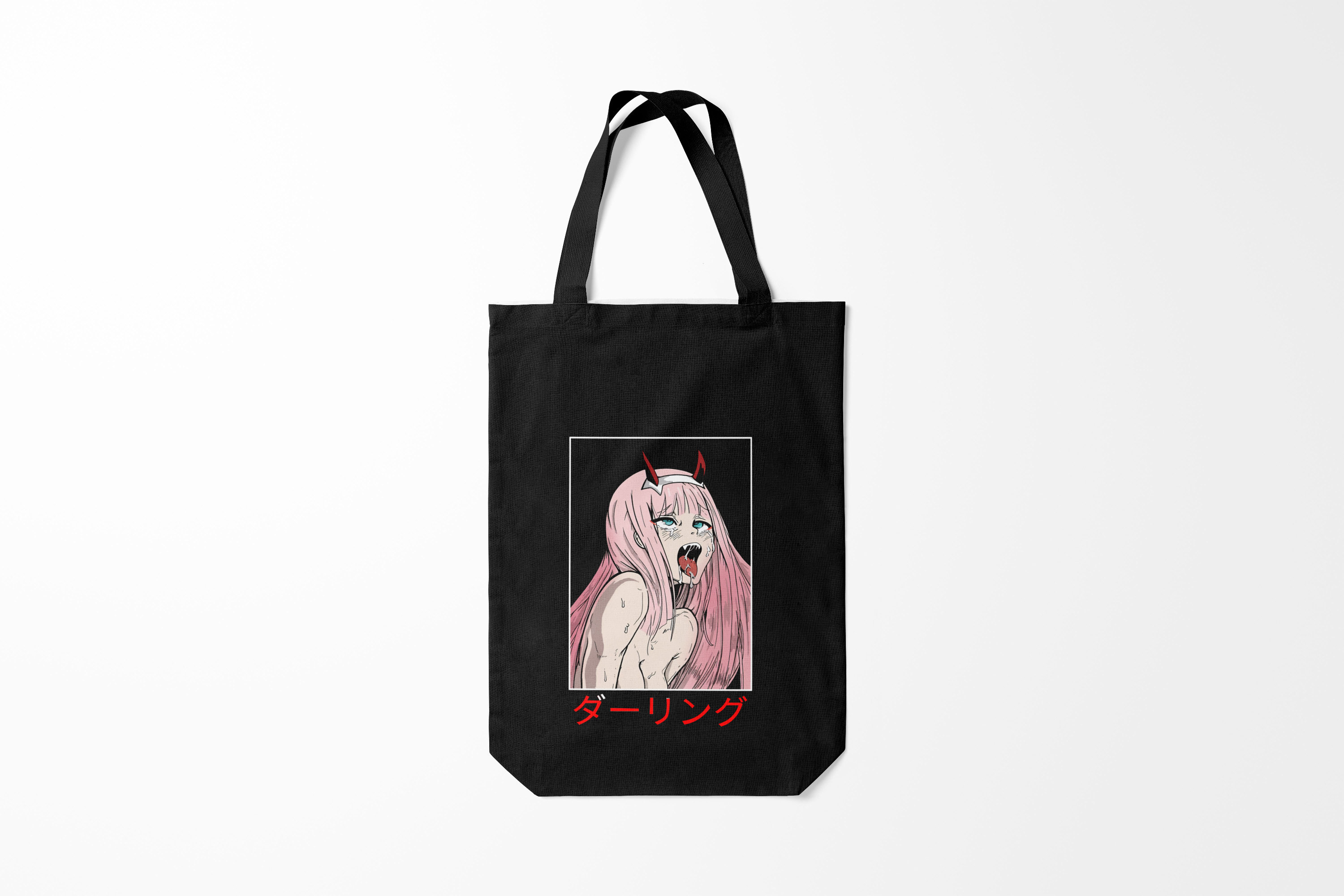 

Сумка шoппер унисекс Burnettie Ahegao Зеро ту франкс, черный, Ahegao Зеро ту франкс