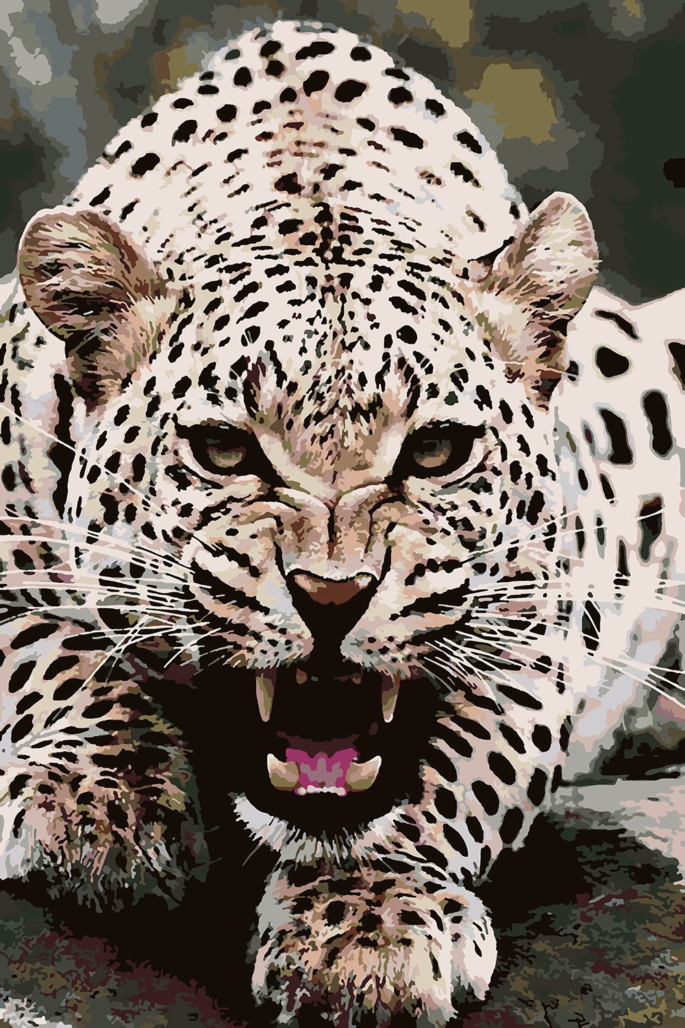 фото Картина по номерам красиво красим леопард нападение, 40 х 60 см