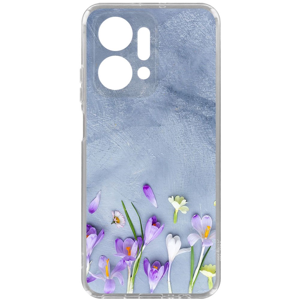 

Чехол-накладка Krutoff Clear Case Цветочное настроение для Honor X7a, Прозрачный