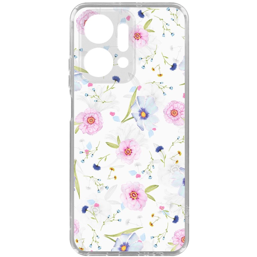 Чехол-накладка Krutoff Clear Case Цветочный паттерн 3 для Honor X7a