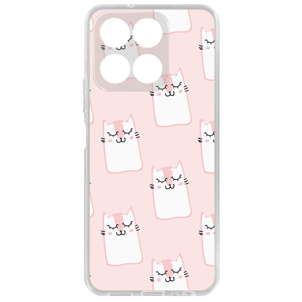 

Чехол-накладка Krutoff Clear Case Котики паттерн для Honor X8a, Прозрачный