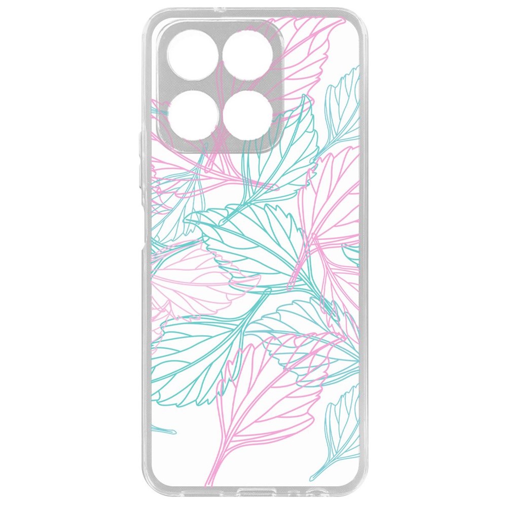 

Чехол-накладка Krutoff Clear Case Листья паттерн для Honor X8a, Прозрачный
