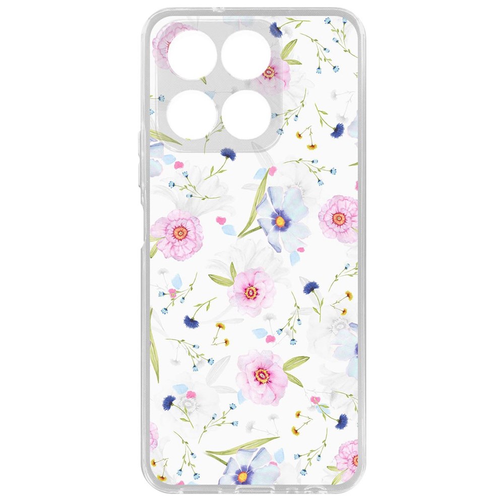 

Чехол-накладка Krutoff Clear Case Цветочный паттерн 3 для Honor X8a, Прозрачный