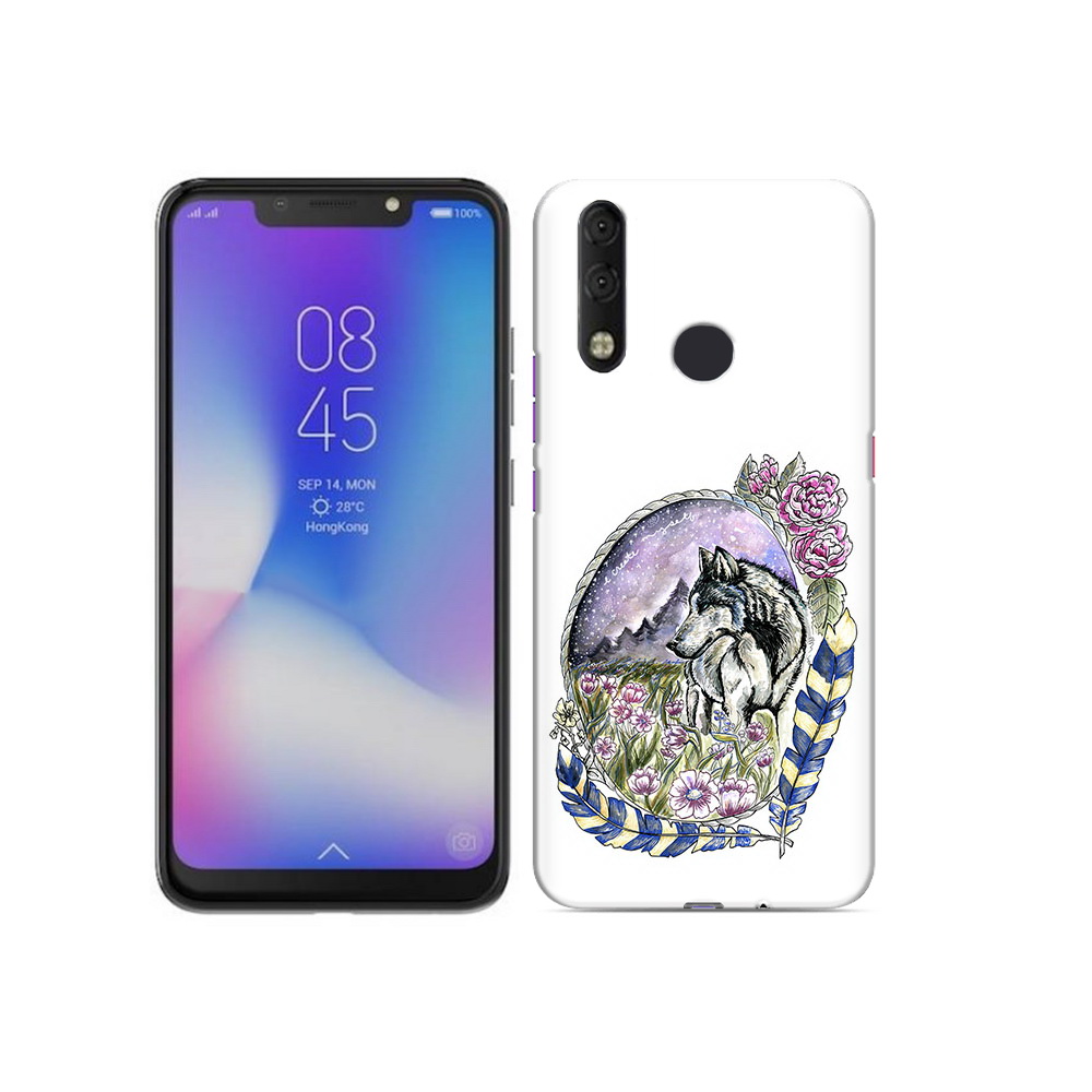 

Чехол MyPads Tocco для Tecno Camon 11 Pro нарисованный волк в цветах с перьями, Tocco