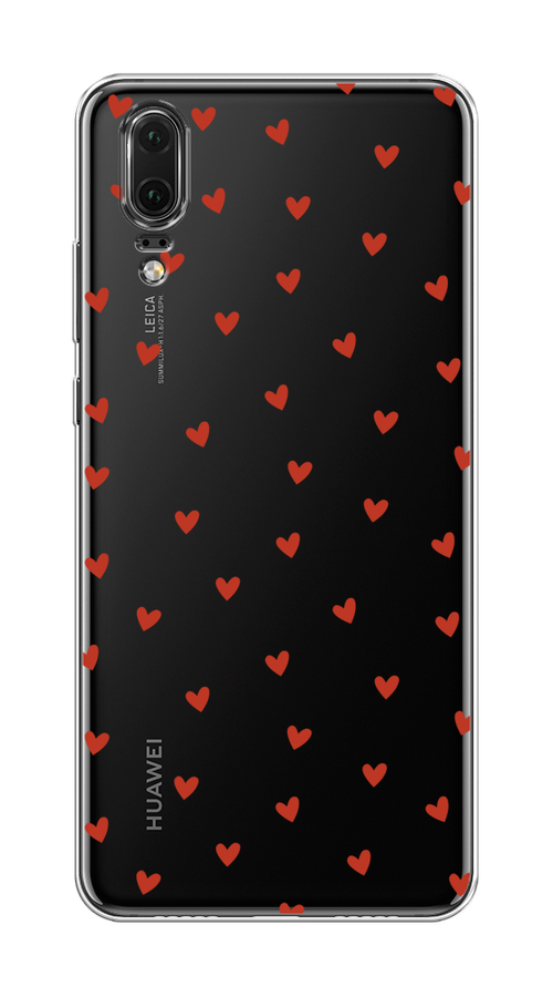 

Чехол на Huawei P20 "Red hearts", Красный;прозрачный, 64350-1