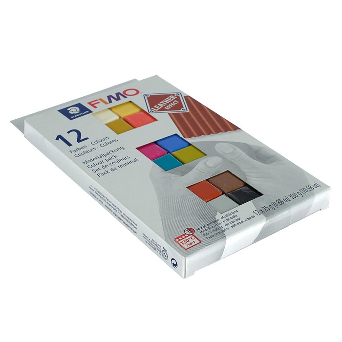 Глина полимерная Leather effect , 12 блоков по 25 грамм Staedtler / FIMO 8013 С12-2