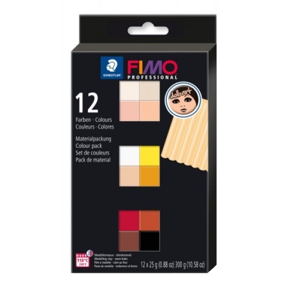 Глина полимерная Professional doll art , 12 блоков по 25 грамм Staedtler / FIMO 8073 С12-1