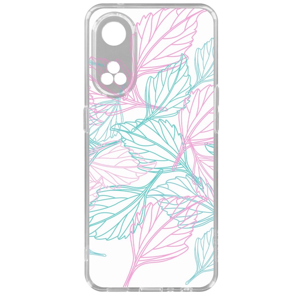 

Чехол-накладка Krutoff Clear Case Листья паттерн для Oppo Reno8T, Прозрачный