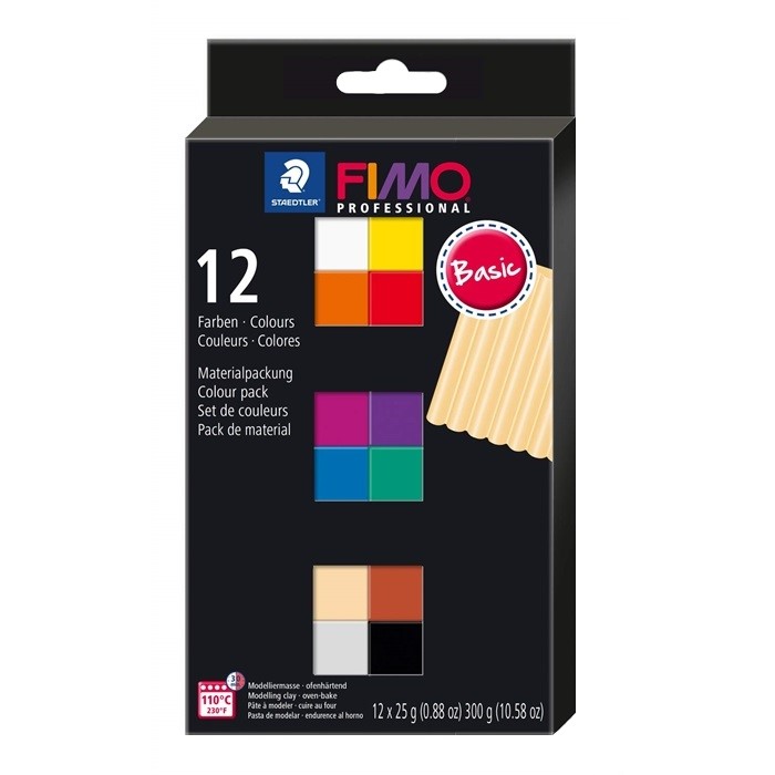 Глина полимерная Professional запекаемая 12 блоков по 25 гр Staedtler FIMO 8043 С12-1 1201₽