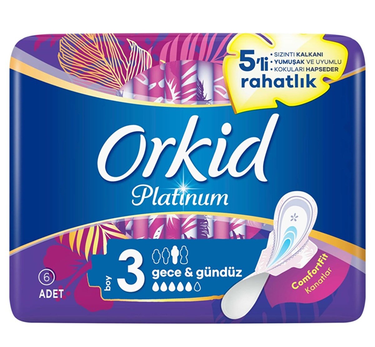 

Гигиенические прокладки Orkid Platinum Gece & Gündüz, размер 3, 6 шт.