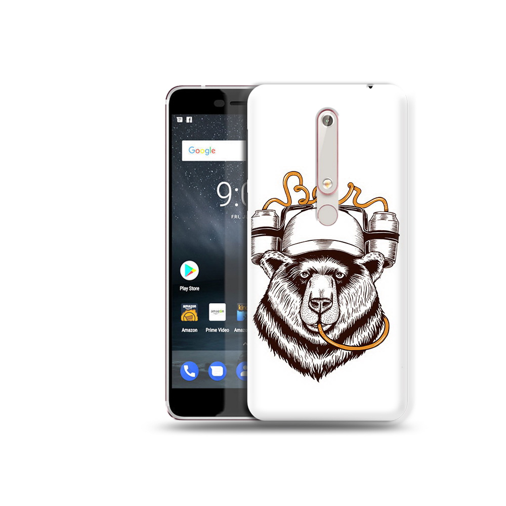 

Чехол MyPads Tocco для Nokia 6 пивной медведь, Прозрачный, Tocco