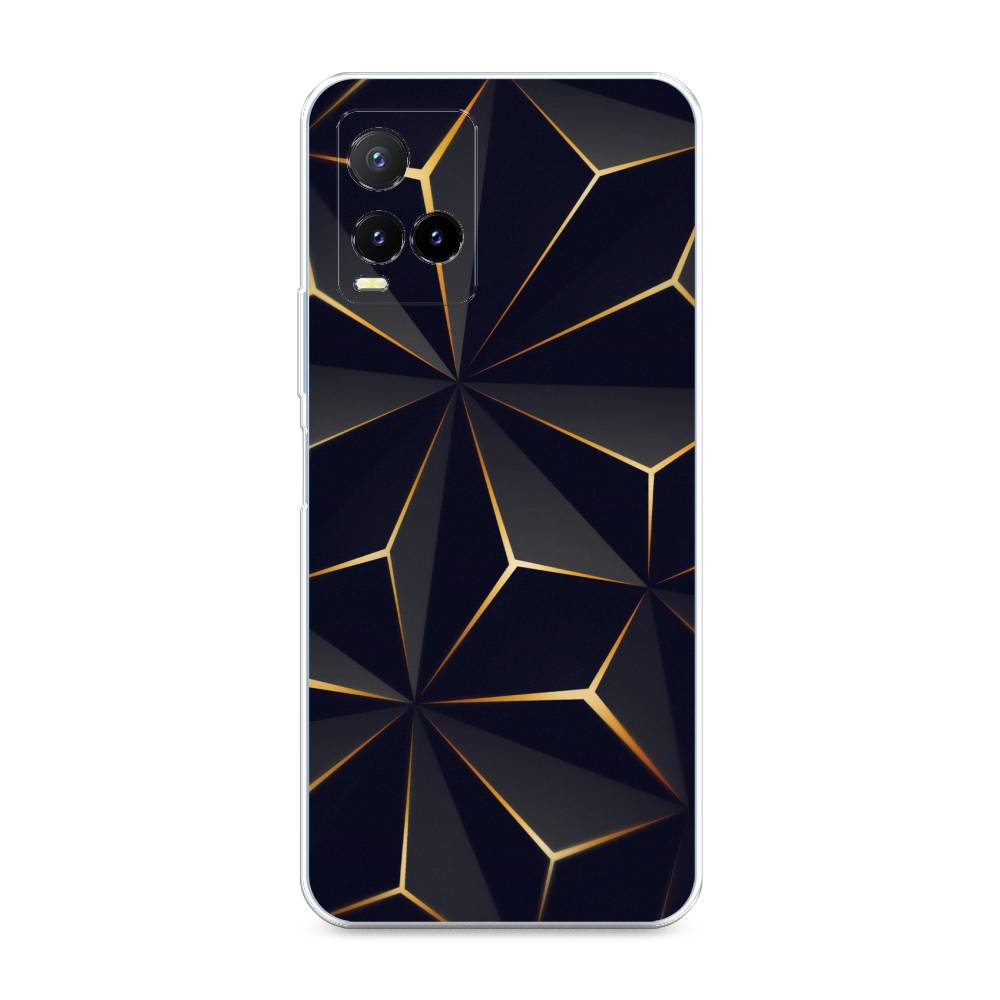 

Чехол для Vivo Y33s/Y21 "Черные полигоны", Золотистый;черный, 265850-3