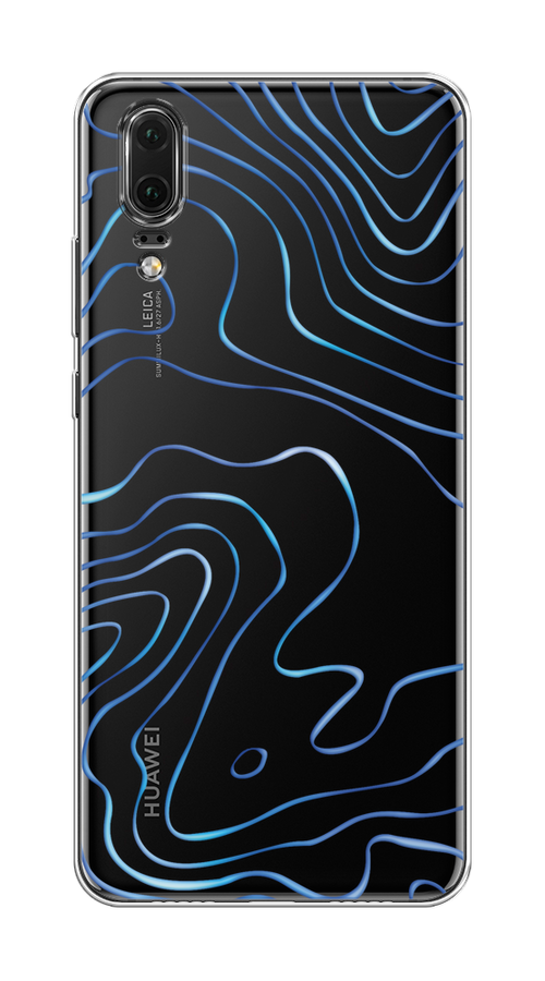 

Чехол на Huawei P20 "Blue lines", Прозрачный;синий, 64350-1