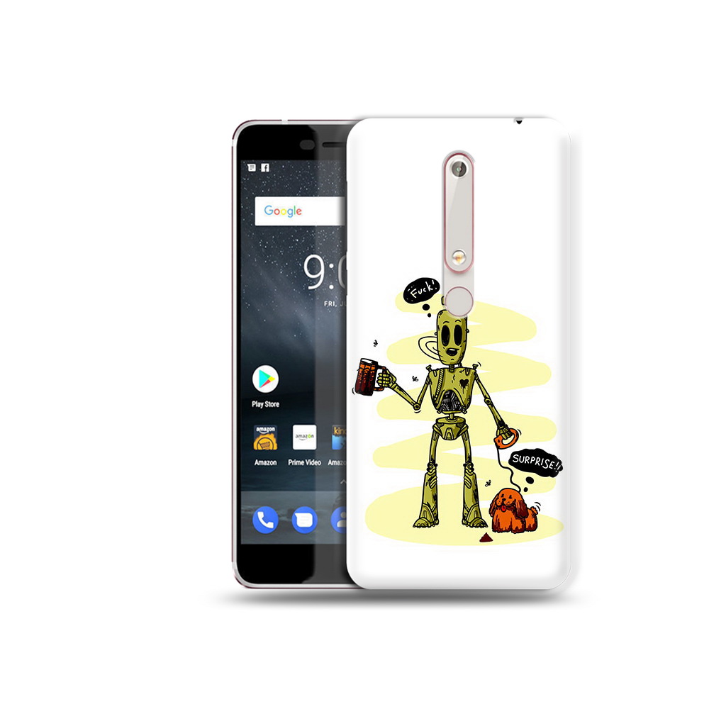 

Чехол MyPads Tocco для Nokia 6 прикольный робот, Прозрачный, Tocco