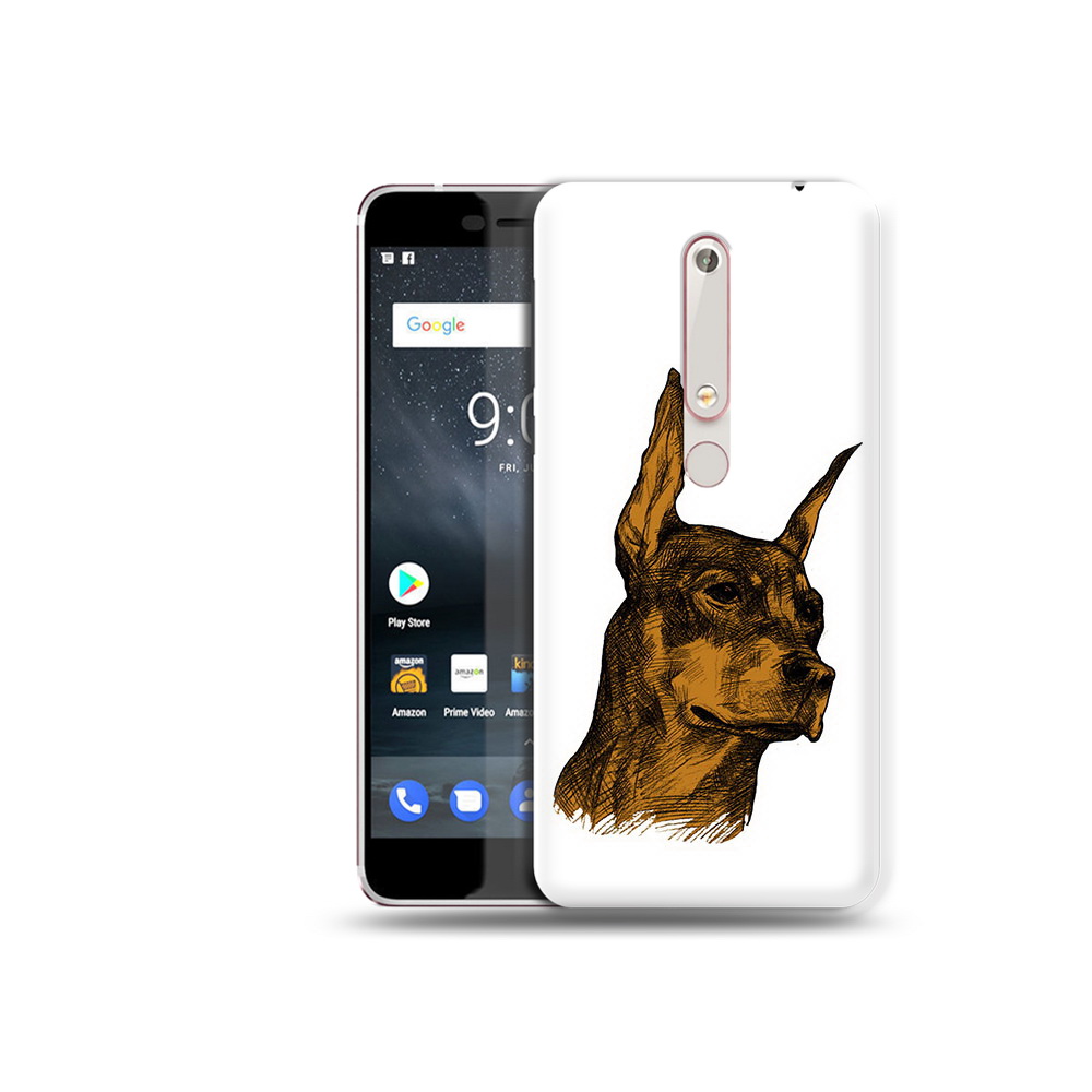 Чехол MyPads Tocco для Nokia 6 скетч доберман