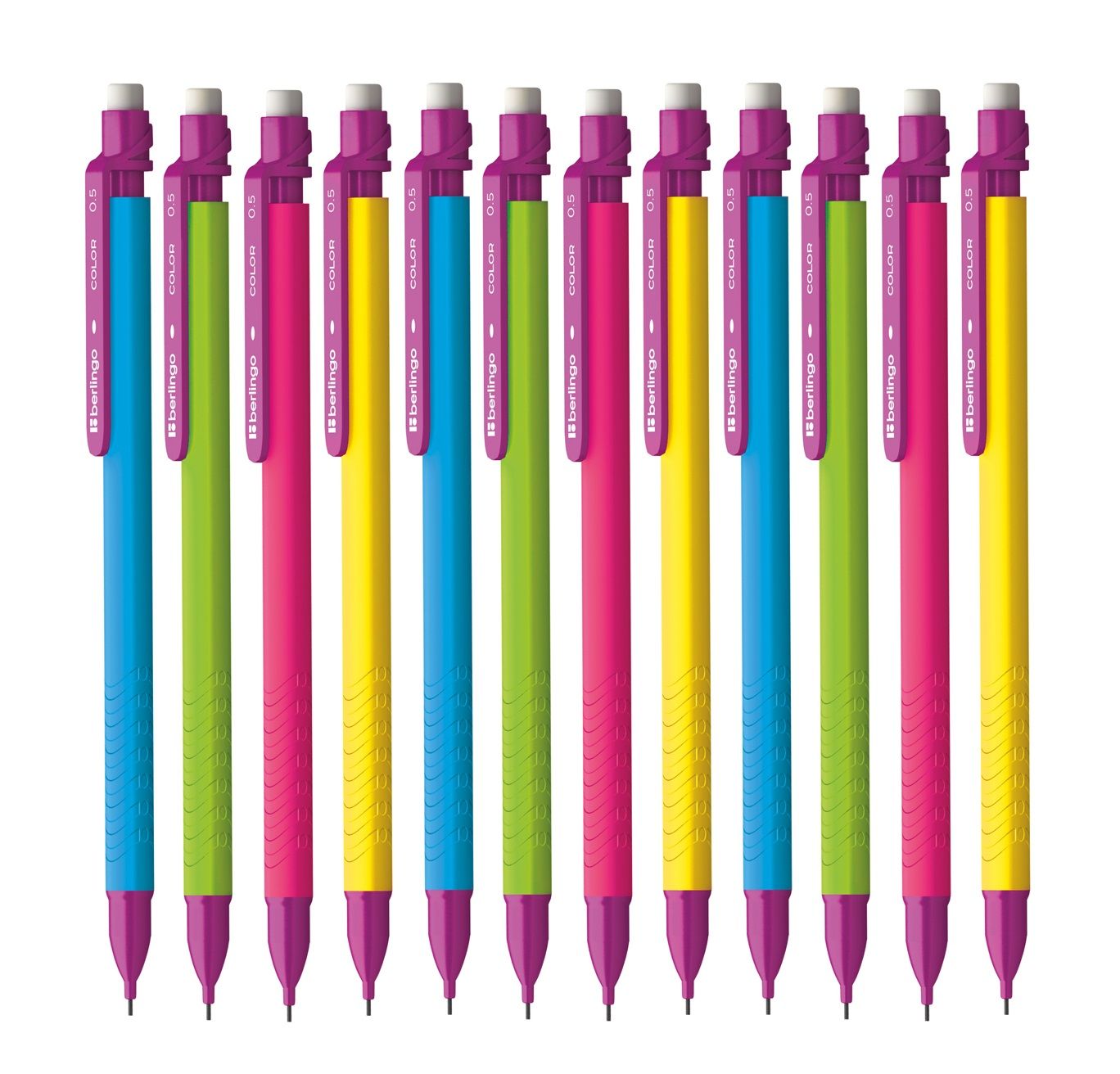 

Набор из 12 шт. Карандаш механический Berlingo Color 0,5мм, с ластиком, ассорти, Серый
