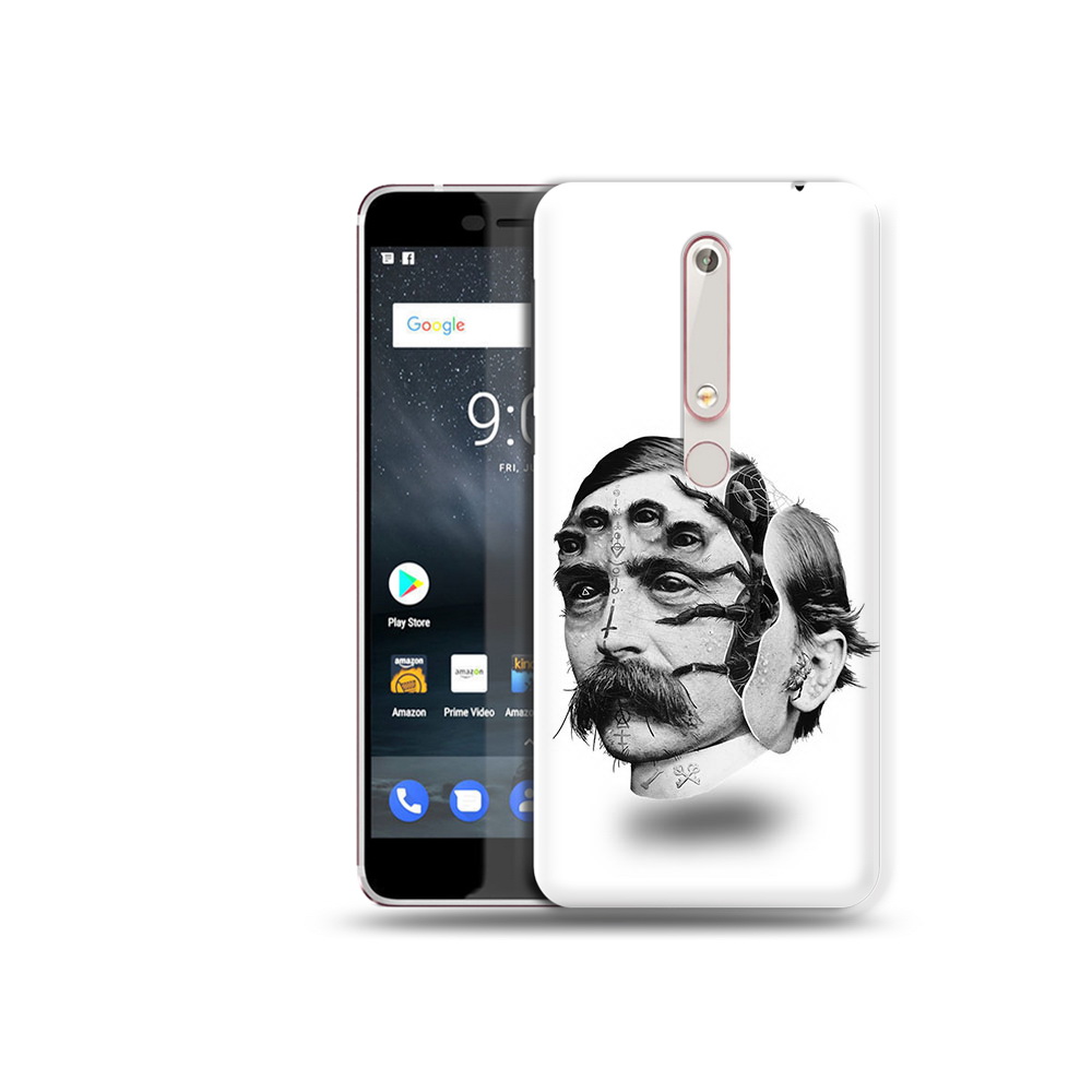 

Чехол MyPads Tocco для Nokia 6 страшное лицо мужчины, Прозрачный, Tocco