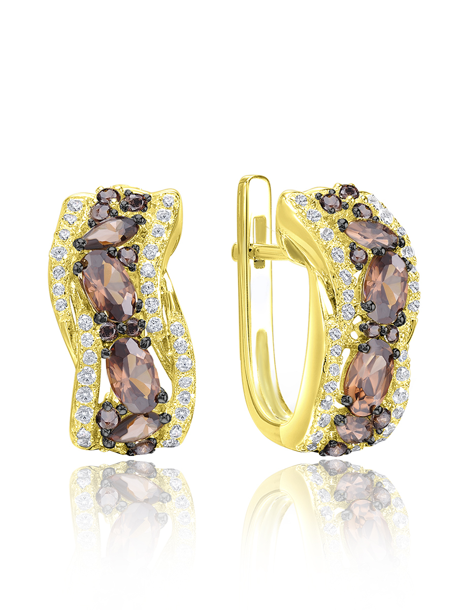 

Серьги из серебра VALTERA 105970, топаз искусственный\фианит, 105970