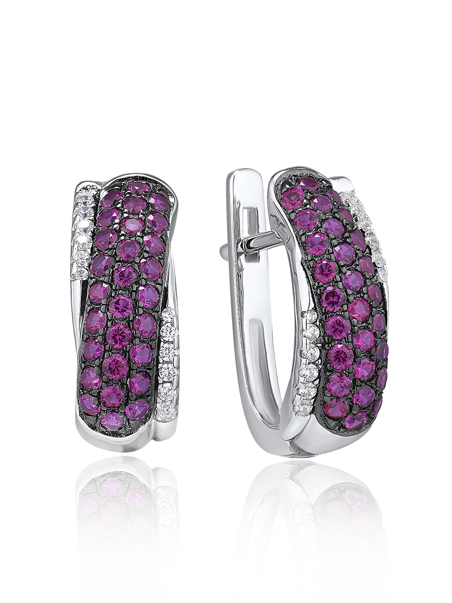 

Серьги из серебра VALTERA 105976, рубин искусственный\фианит, 105976