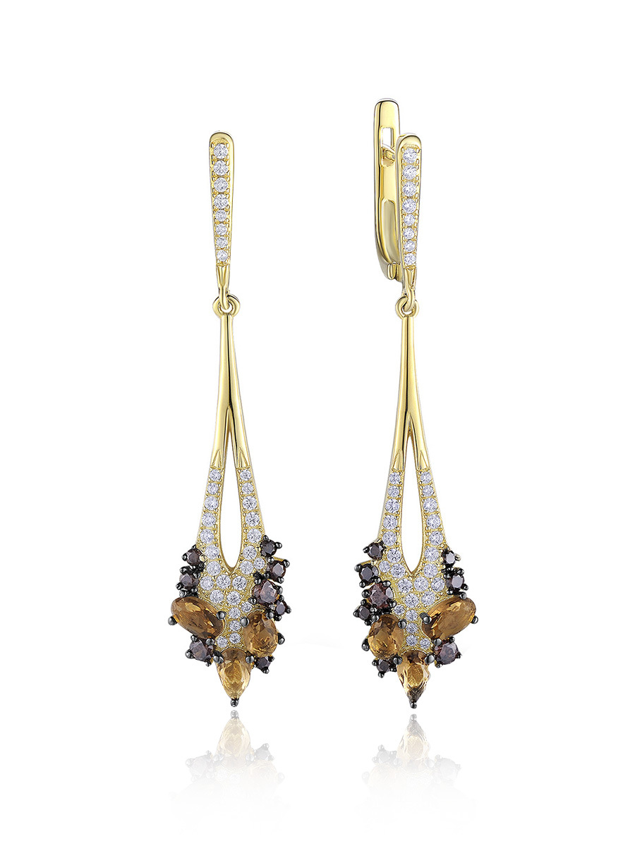 

Серьги из серебра VALTERA 105988, топаз искусственный\фианит, 105988