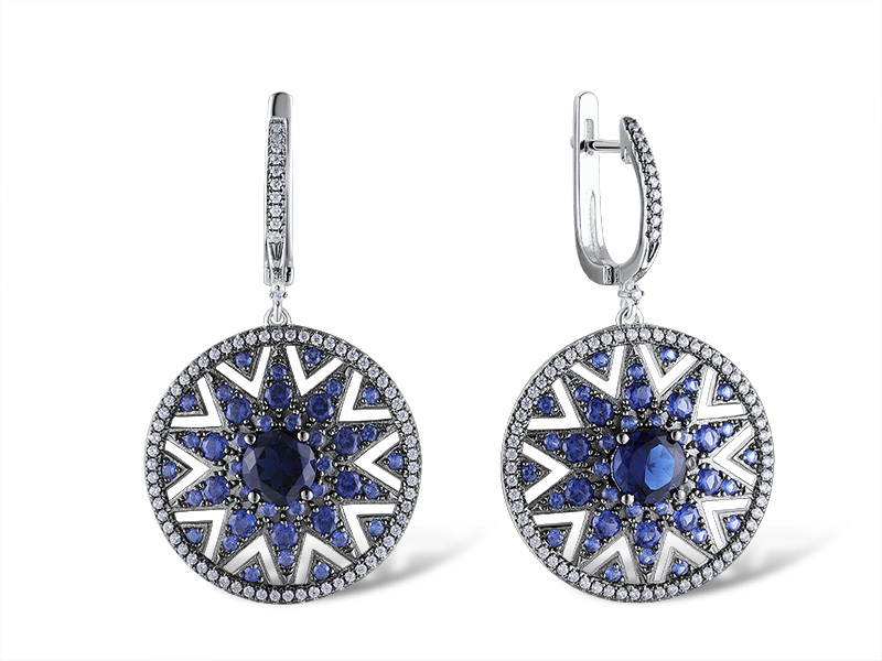 

Серьги из серебра VALTERA 105992, сапфир искусственный\фианит, 105992