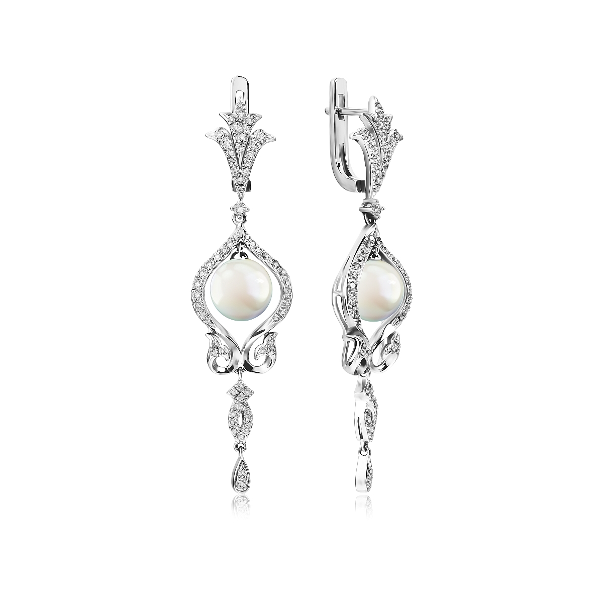 

Серьги из серебра VALTERA 107010, фианит\жемчуг, 107010