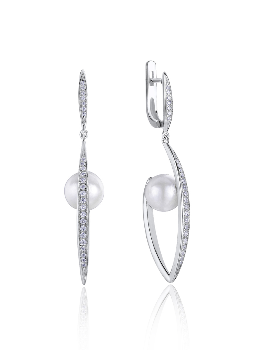 

Серьги из серебра VALTERA 107012, фианит\жемчуг, 107012