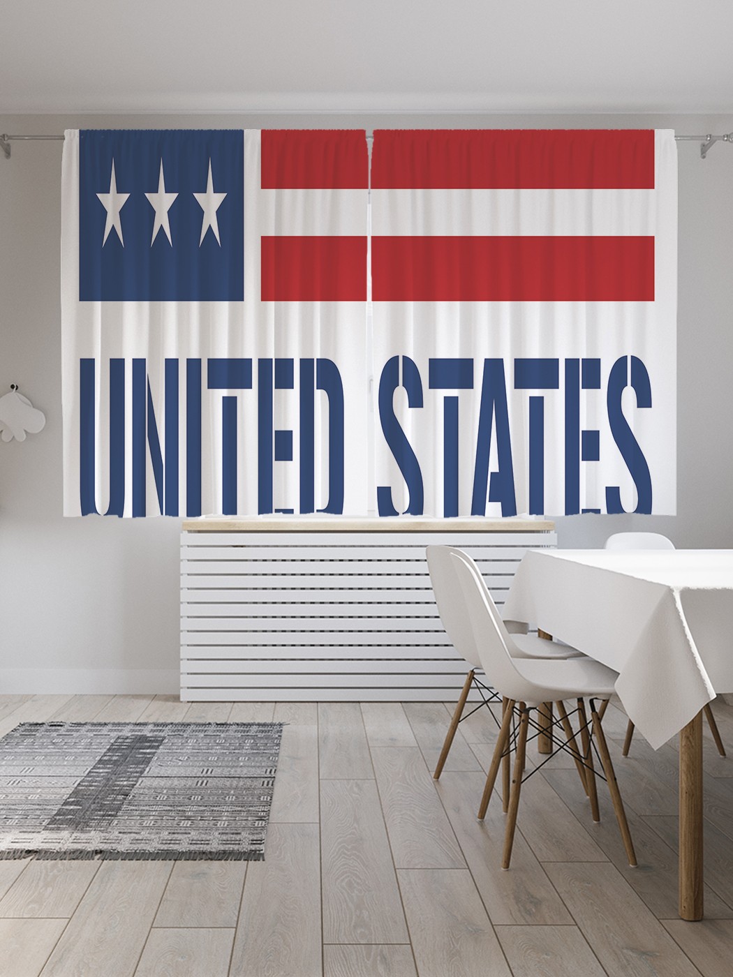 

Классические шторы JoyArty "Логотип США", серия Oxford DeLux, 2 полотна 145x180 см, Логотип США