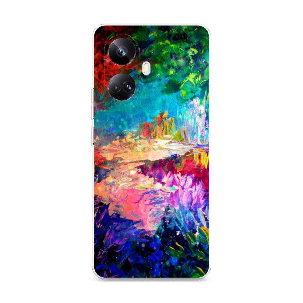 

Чехол на Realme 10 Pro+ "Лес-гуашь", Синий;розовый;зеленый, 2512350-4