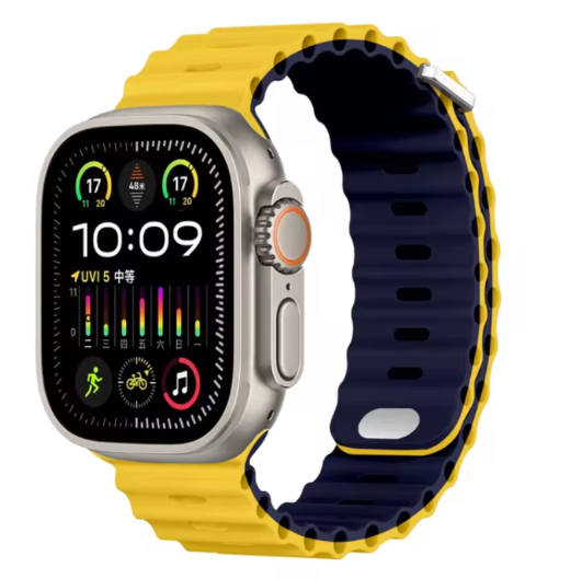 

Силиконовый ремешок для Apple Watch Yellow midnight blue, Series 10 46mm, Желтый, Yellow midnight blue