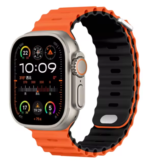 

Силиконовый ремешок для Apple Watch Orange black, Series 10 46mm, Оранжевый, Orange black