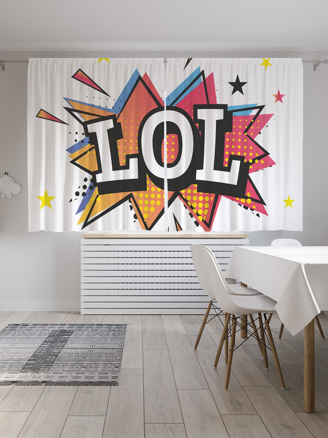 

Классические шторы JoyArty "Взрыв громкого смеха", Oxford DeLux, 2 полотна 145x180 см, Взрыв громкого смеха