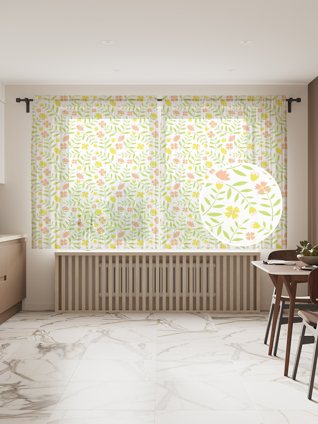 

Фототюль JoyArty "Нежные растения с цветочками" 145x180см, 2 полотна, лента, 50 крючков, Нежные растения с цветочками