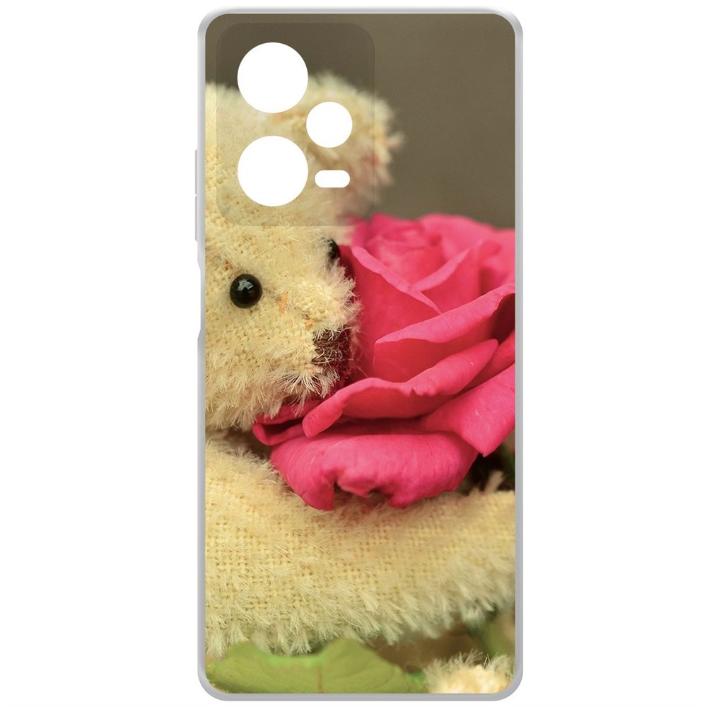 

Чехол-накладка Krutoff Clear Case Медвежонок с розой для Xiaomi Redmi Note 12 Pro+ 5G, Прозрачный