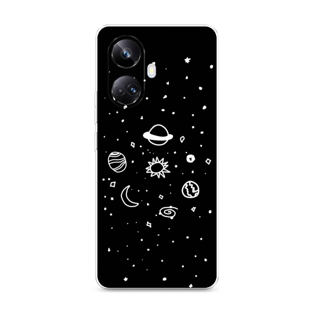 

Чехол на Realme 10 Pro+ "Дудл солнечной системы", Бежевый;серый, 2512350-2
