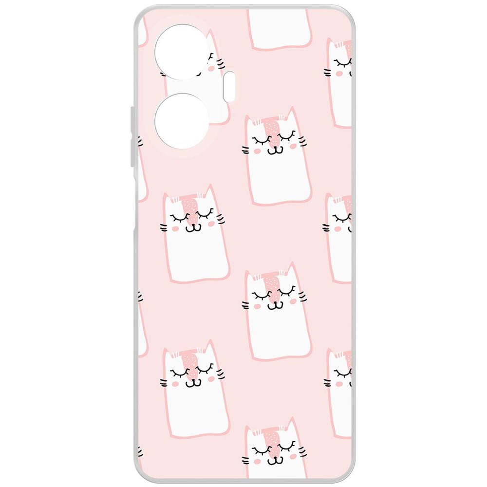 

Чехол-накладка Krutoff Clear Case Котики паттерн для Realme C55, Прозрачный