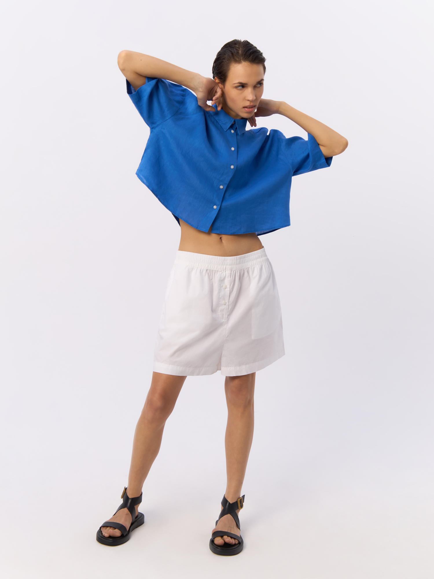 

Рубашка женская H&M 972815009 синяя M, Синий, 972815009