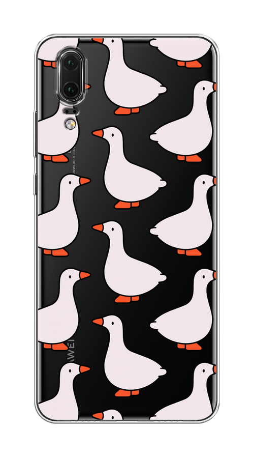 

Чехол на Huawei P20 "Гуси", Прозрачный;белый;оранжевый, 64350-1